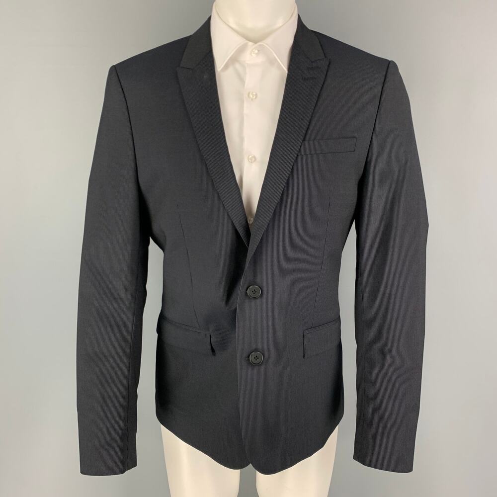 THE KOOPLES Size 40 Navy Pinstripe Wool Peak Lapel Sport Coat